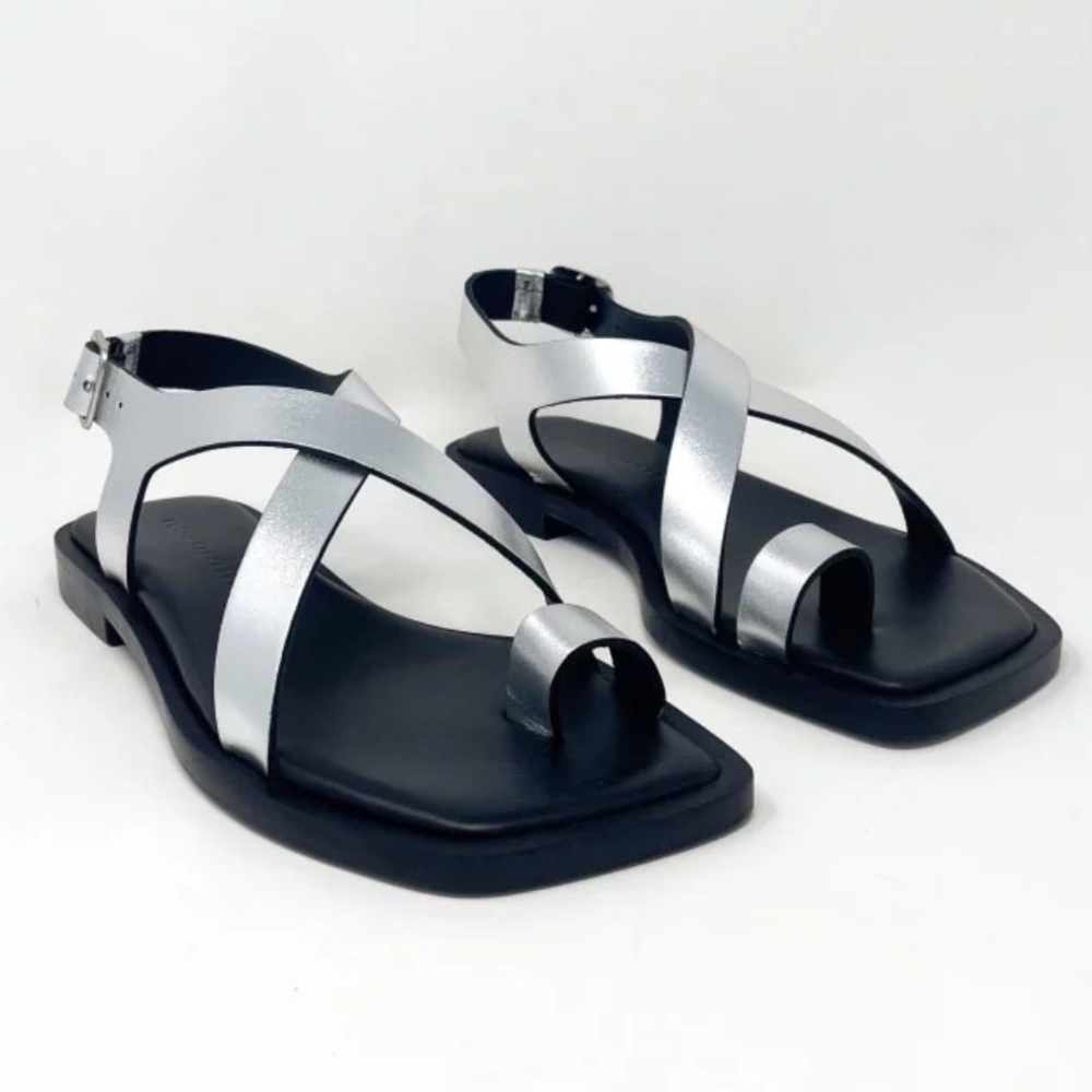NWT Freda Salvador Paxton Sandal in Silver Calf Size 9.5